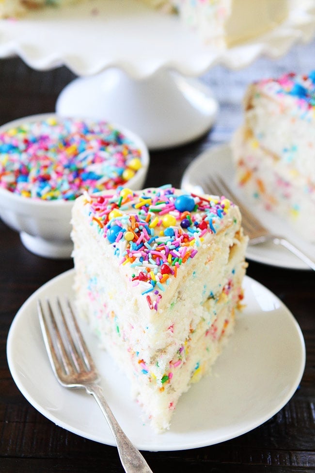 Serving Homemade Funfetti Cake