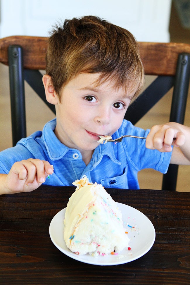 Kid Eating Funfetti Cake
