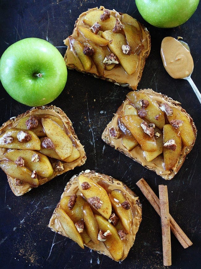 Peanut Butter Toast with Skillet Cinnamon Apples Recipe