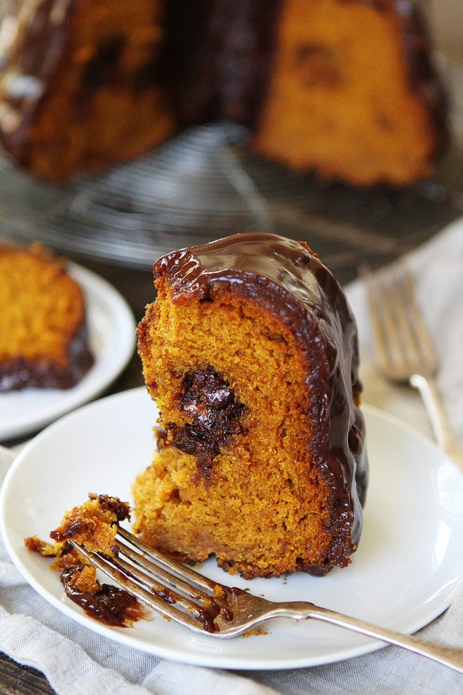 Pumpkin Truffle Bundt Cake with Chocolate Ganache Recipe