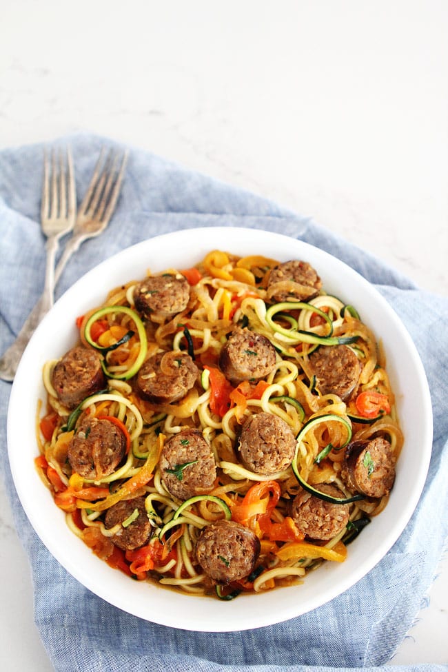 Sausage and Peppers with Zucchini Noodles Recipe