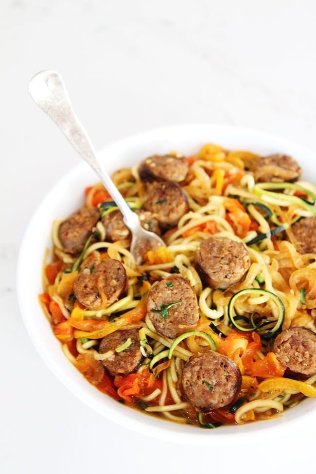 Sausage and Peppers with Zucchini Noodles Recipe