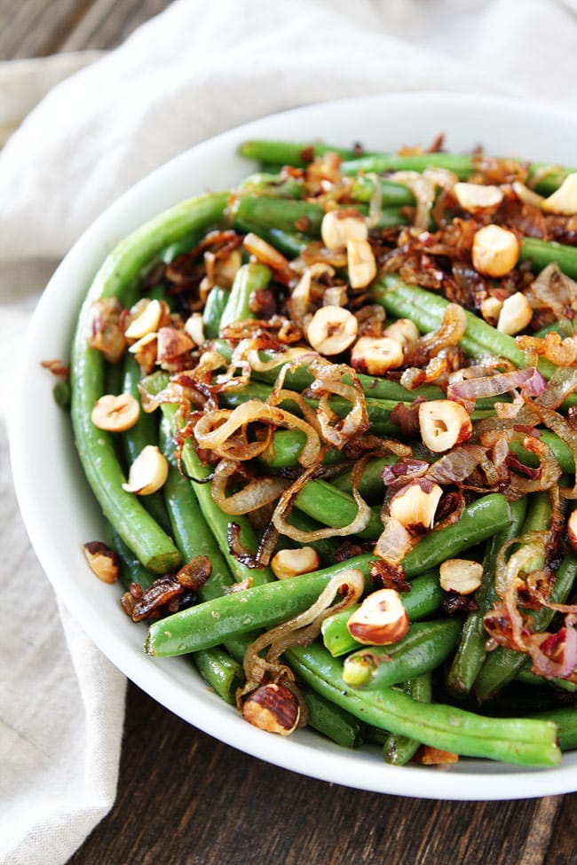 Green Beans with Brown Butter, Crispy Shallots, and Hazelnuts Recipe 