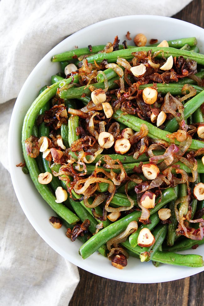 Green Beans with Brown Butter, Crispy Shallots, and Hazelnuts Recipe