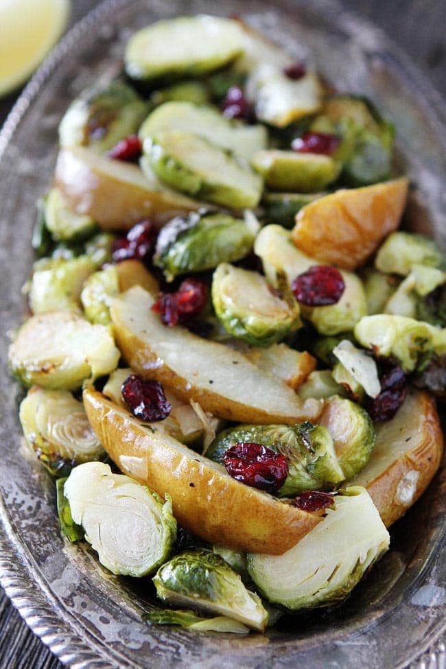 Roasted Pear and Cranberry Brussels Sprouts Image