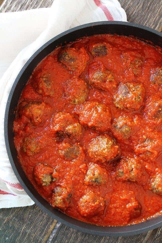 Skillet of Meatballs in Marinara Sauce 