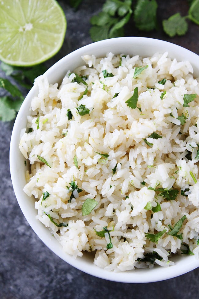 Instant Pot Cilantro Lime Rice with lime