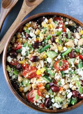 healthy mediterranean quinoa salad full of protein