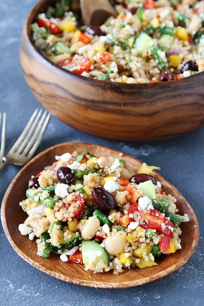 Mediterranean Salad with Quinoa tossed in Balsamic Dressing 