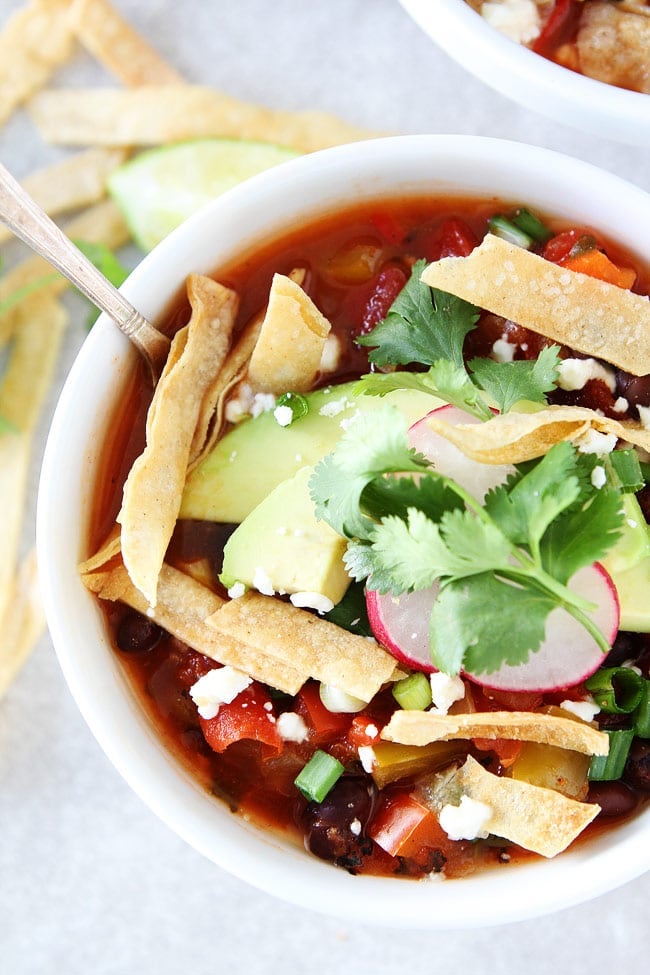 Slow Cooker Black Bean Tortilla Soup Recipe