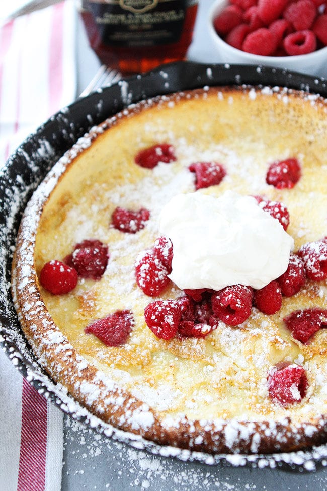 Raspberry Dutch Baby Pancake in Pan