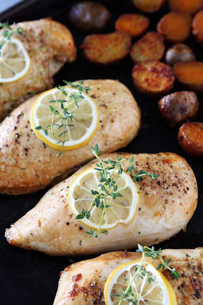 Sheet Pan Lemon Thyme Chicken with Smoked Paprika Potatoes Recipe 