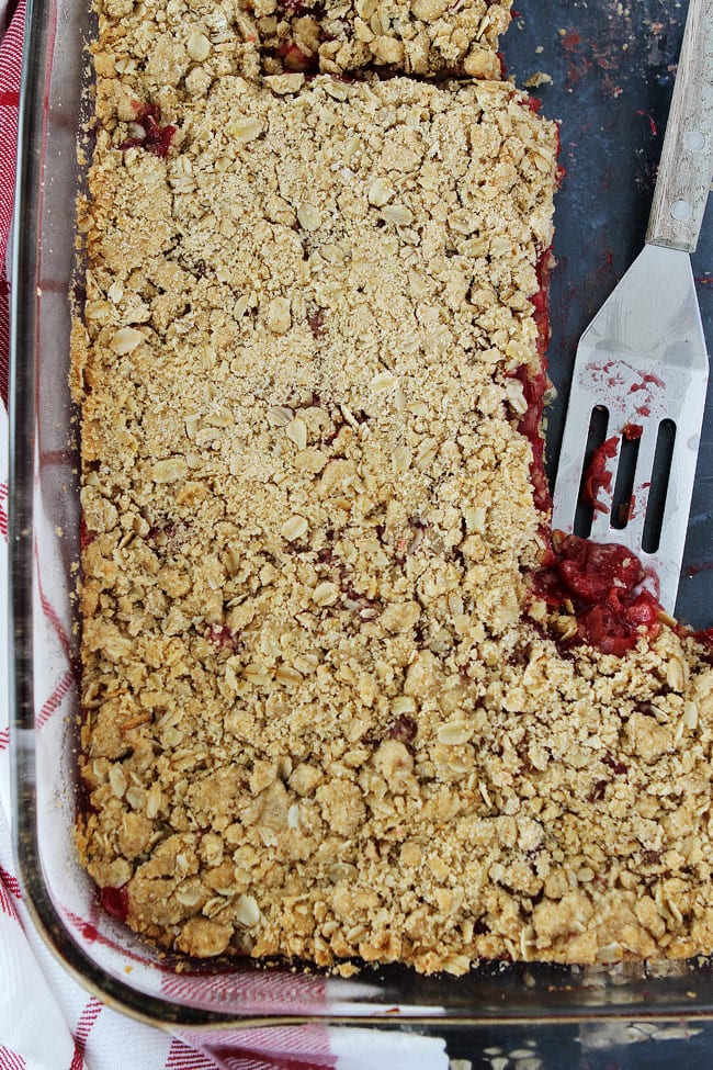 Cherry Oatmeal Bars in pan