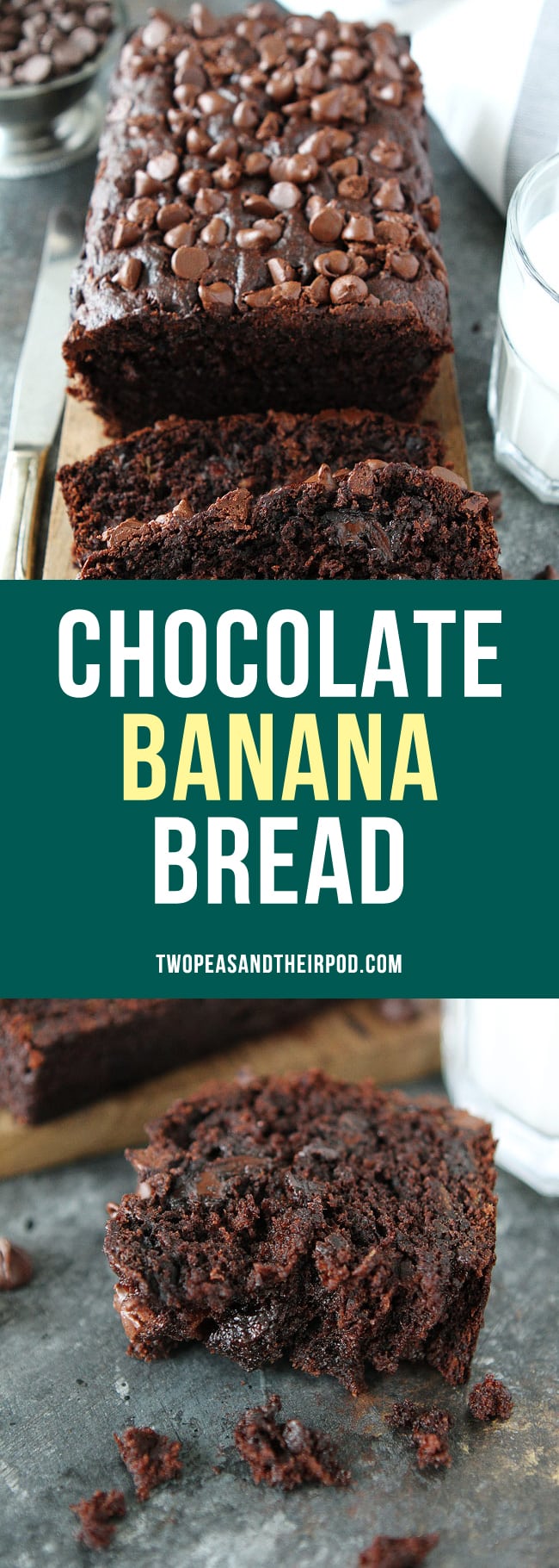 Chocolate Banana Bread is the BEST banana bread recipe! This easy quick bread tastes like chocolate cake! It is so moist and delicious! Everyone LOVES it! #bananabread #chocolate #bread