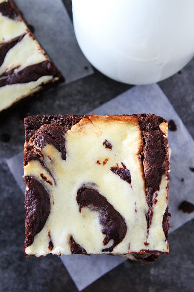 Cheesecake Truffle Brownies cut brownies