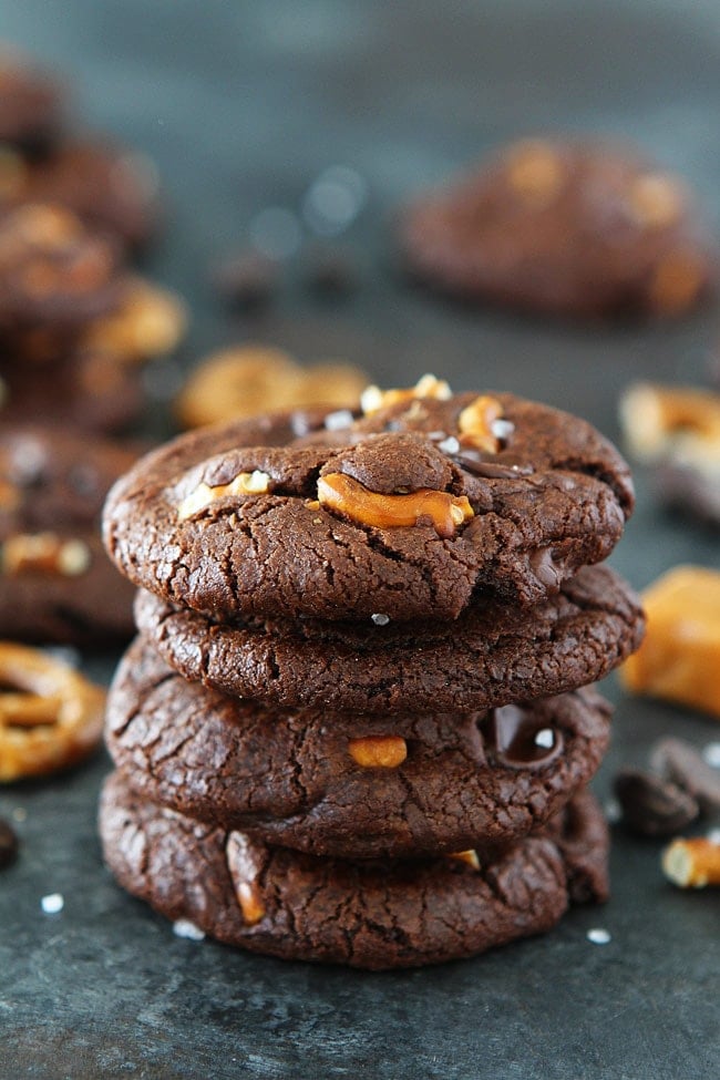 Chocolate Salted Caramel Pretzel Cookies Recipe
