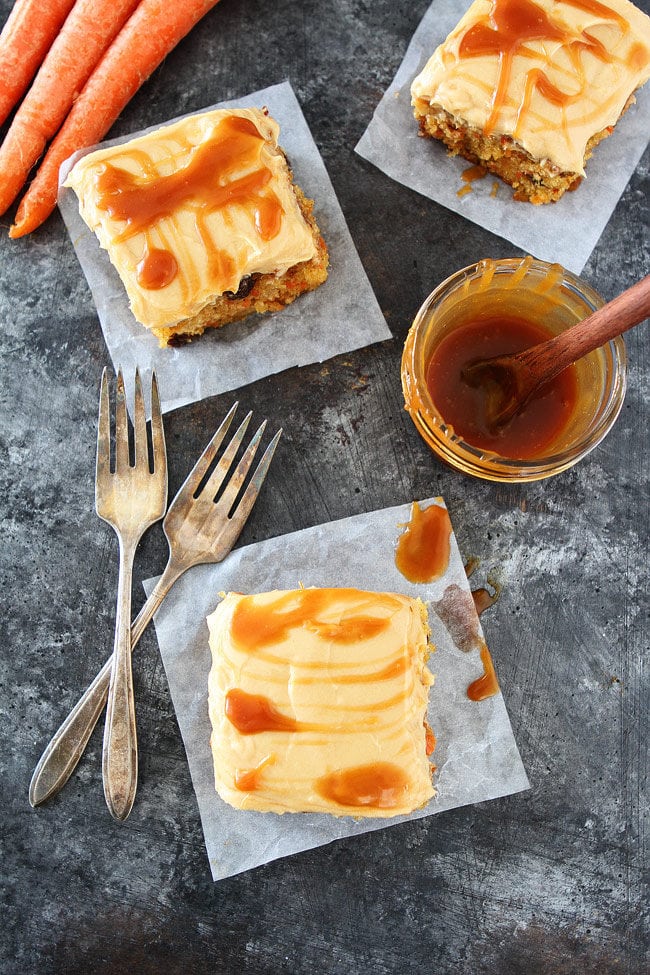 Easy Carrot Cake with Caramel Cream Cheese Frosting Recipe