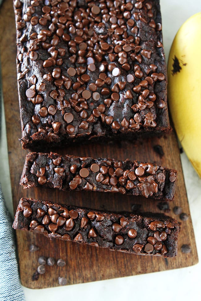 Chocolate Gluten Free Banana Bread with Vegan Chocolate Chips