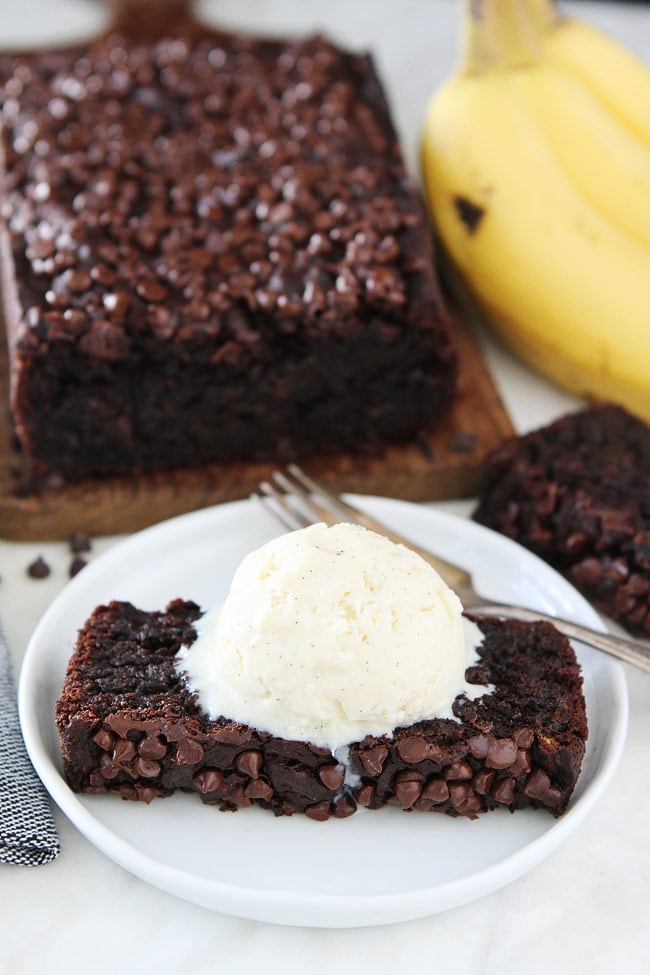 Chocolate Gluten-Free Banana Bread served with ice cream 