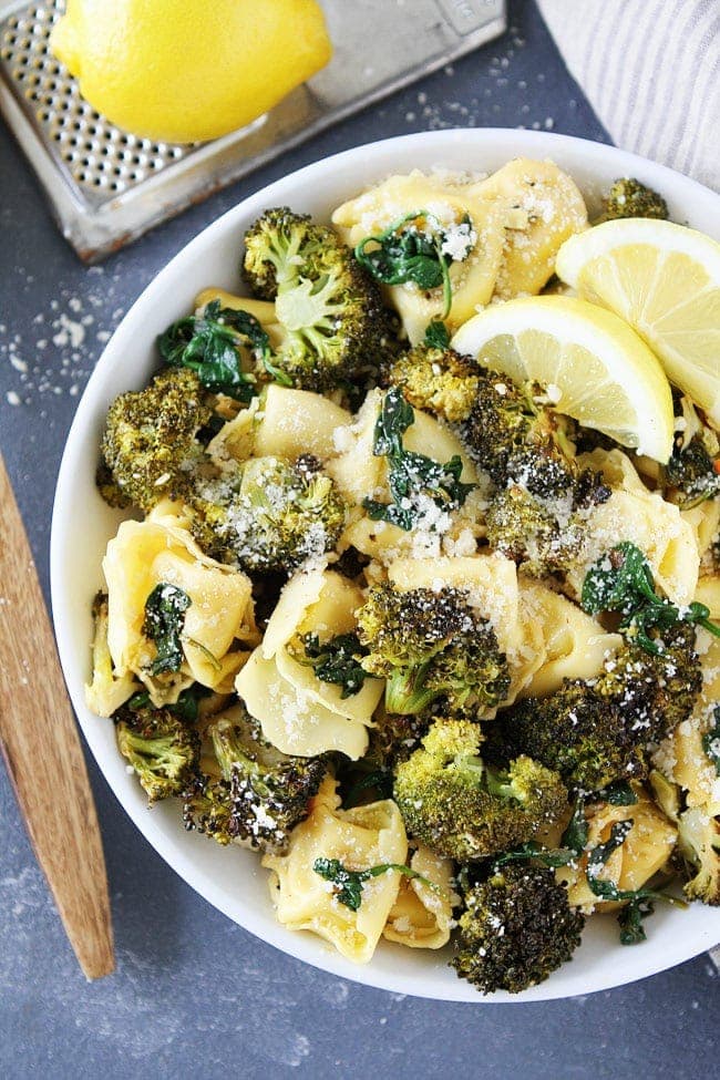 Tortellini Recipe made with lemon and roasted broccoli
