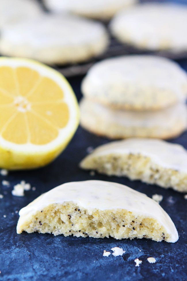 Soft chewy lemon poppy seed cookies with a sweet lemon glaze make a great dessert for parties or any day