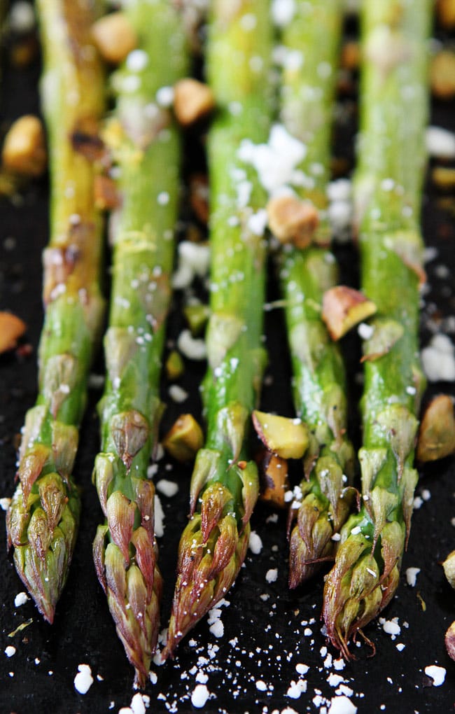 Roasted Asparagus with Lemon, Feta, and Pistachios Recipe