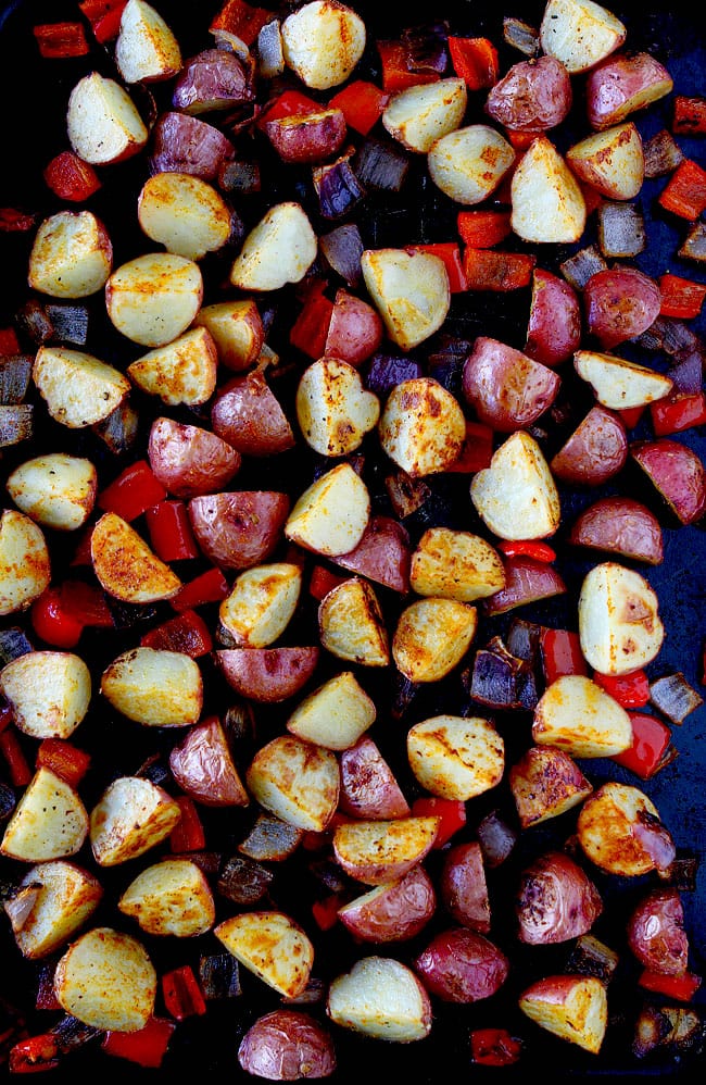 Roasted Breakfast Potatoes on baking sheet