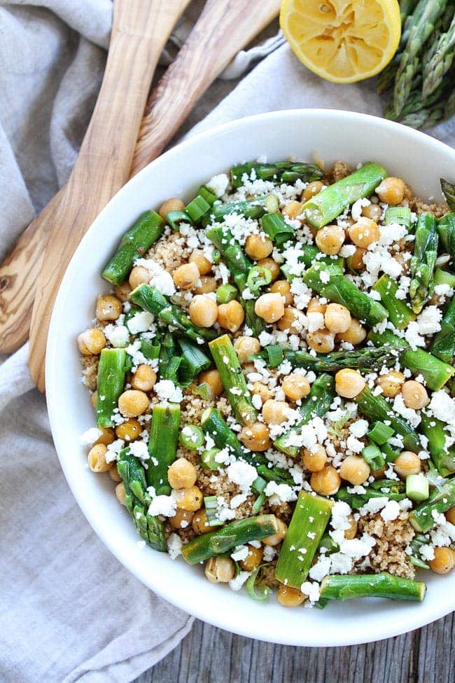 Asparagus Chickpea Quinoa Salad in Bowl