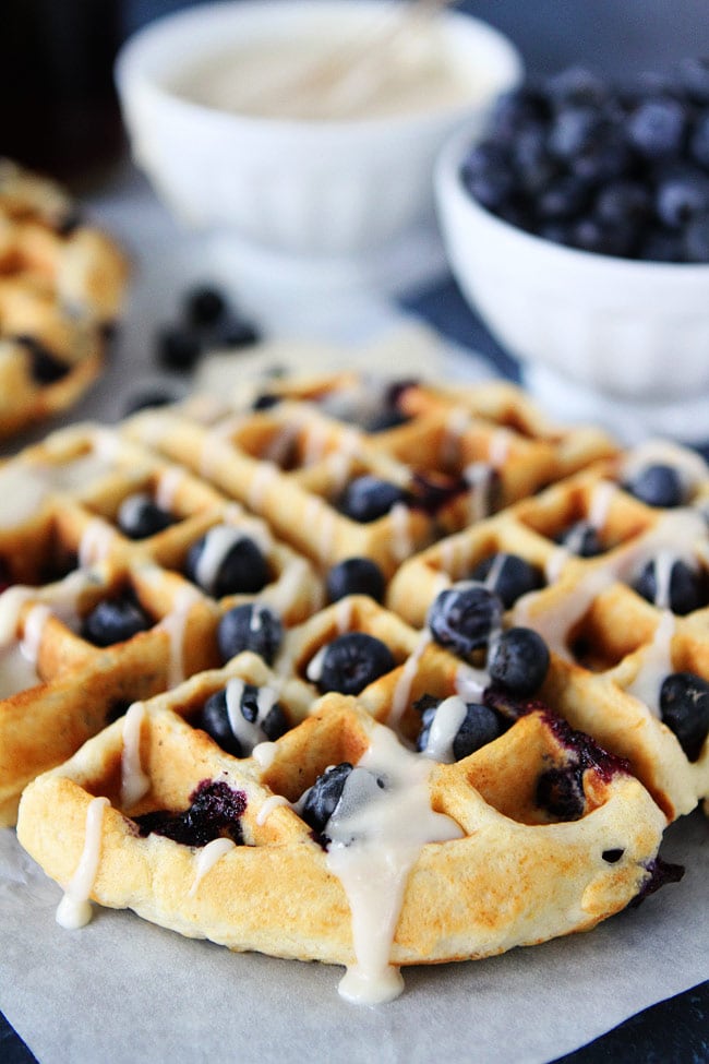 Blueberry Sour Cream Waffles close up