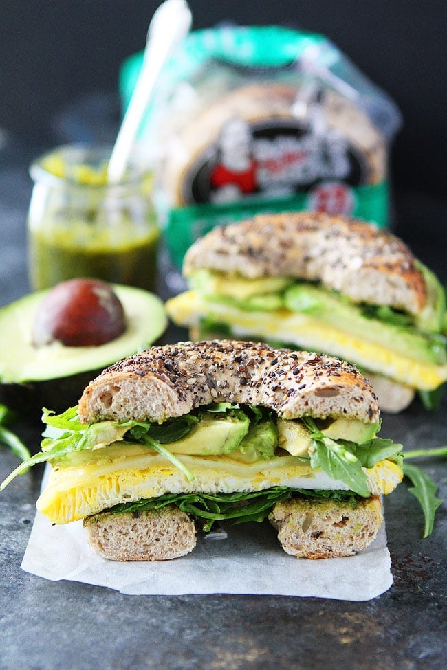 Egg, Avocado, and Pesto Bagel Sandwich Recipe