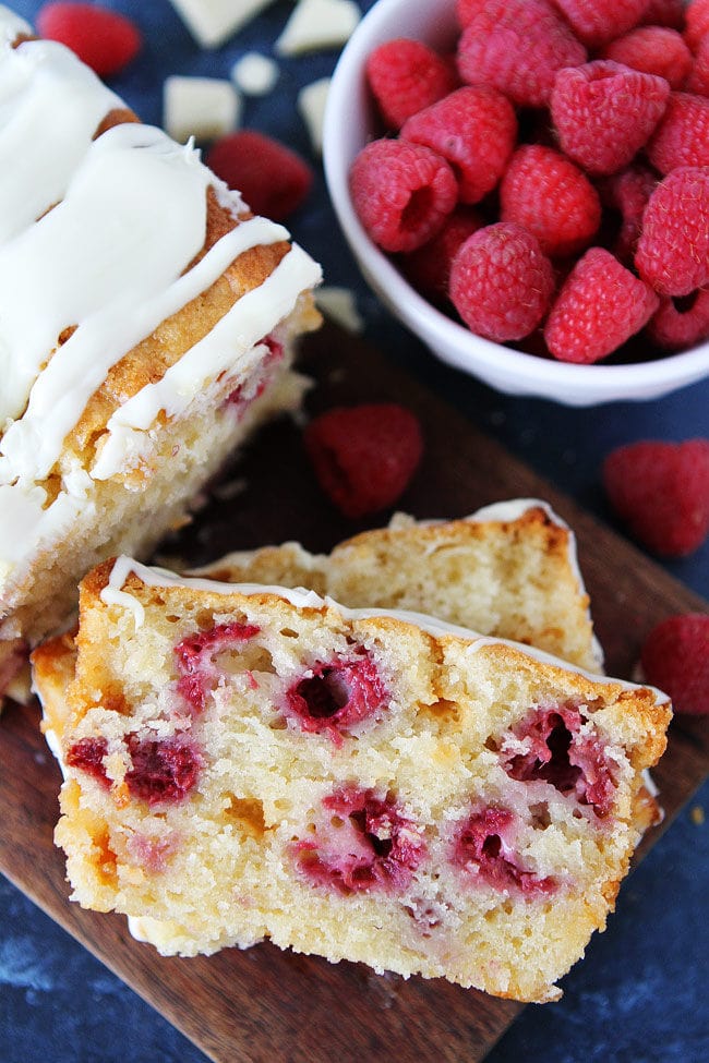 Raspberry White Chocolate Loaf Cake is an easy summer dessert