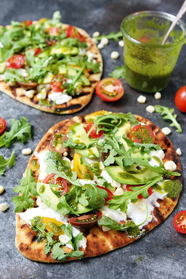 Grilled Flatbread Pizzas make a quick and easy summer dinner. 