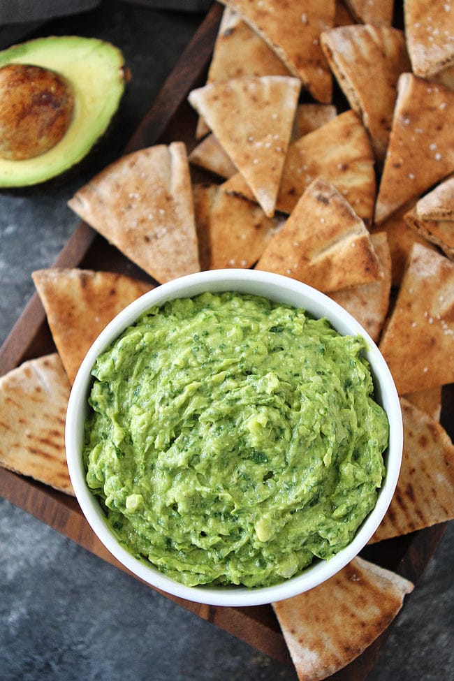 Avocado, Spinach, and Artichoke Dip is the perfect appetizer for parties or a great easy every day snack!