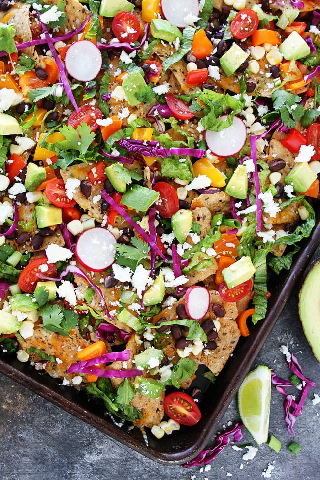 Veggie Sheet Pan Nachos full pan