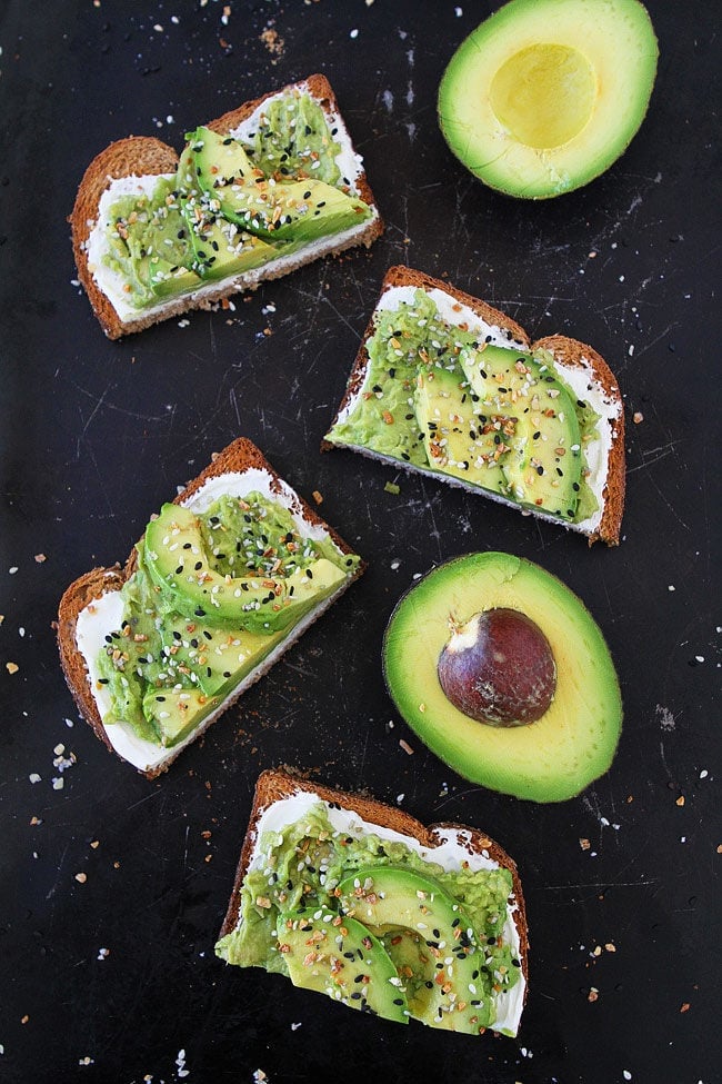 Everything Bagel Avocado Toast on baking sheet.