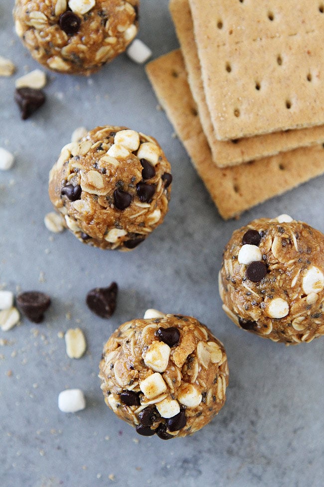 S'mores Energy Bites are an easy, healthy, no-bake snack that take 10 minutes to make.