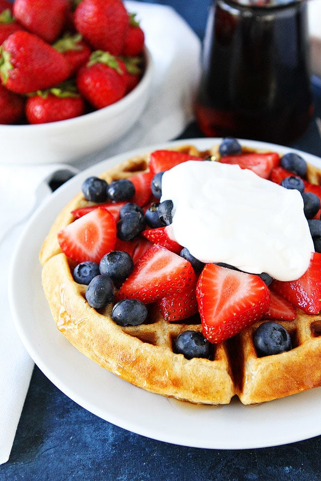 Mini Belgian Waffles With Fresh Berries And Maple Syrup by kitchnkid, Quick & Easy Recipe