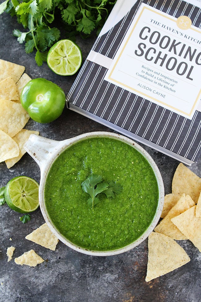 Easy Tomatillo Salsa Recipe made in the blender