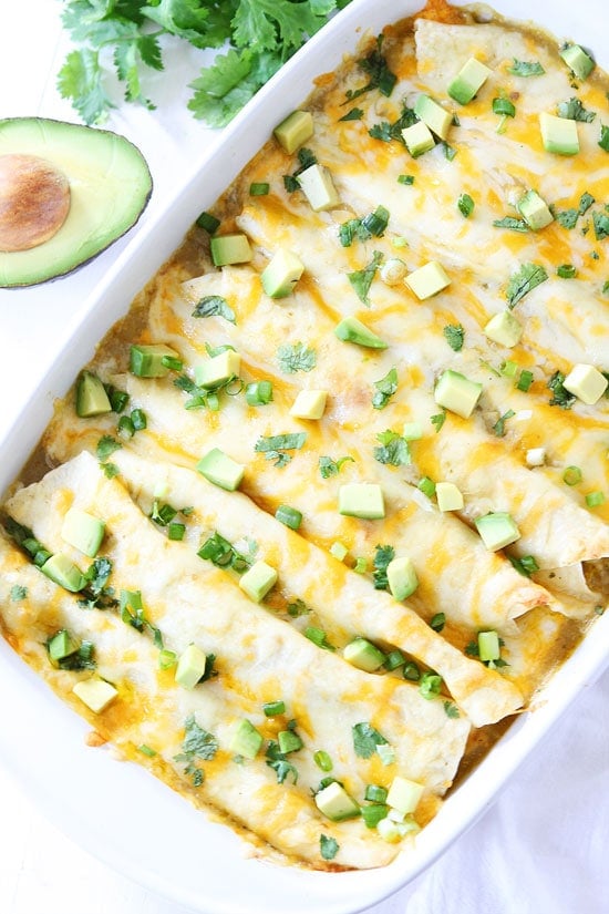 Creamy Spinach and Cheese Green Chile Enchiladas make a great easy weeknight dinner