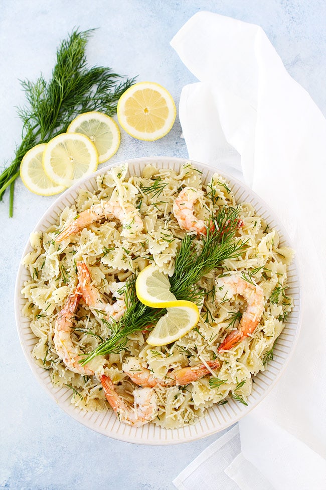 Easy Shrimp Pasta Salad-this cold pasta salad only takes 20 minutes to make.