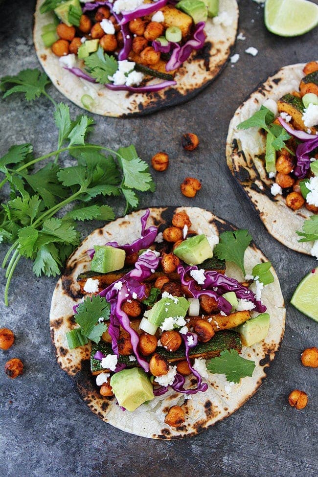 Grilled Zucchini Chickpea Tacos-these easy vegetarian and gluten-free tacos make a great summer meal. 