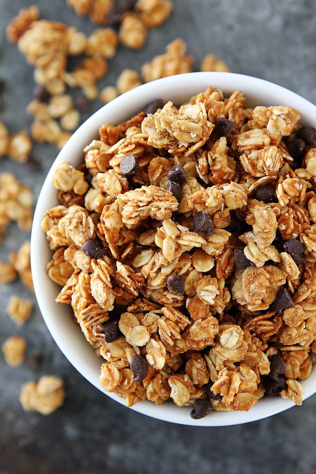 Peanut Butter Granola Recipe with mini chocolate chips