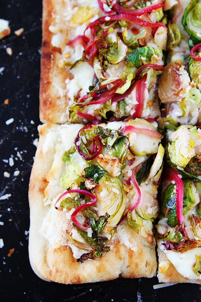 Easy Brussels Sprouts Flatbread Pizza is a quick and easy weeknight dinner. 