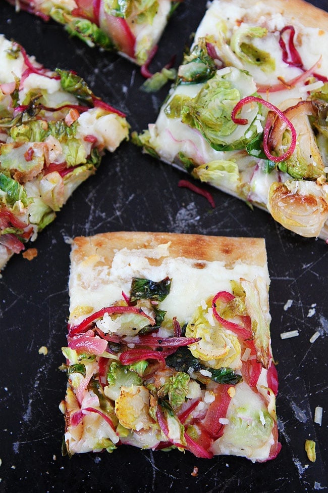 Brussels Sprouts Flatbread Pizza Recipe is an easy vegetarian dinner. It only takes 20 minutes to make!