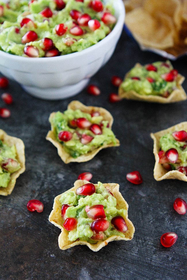 Pomegranate Guacamole is the perfect holiday appetizer. 