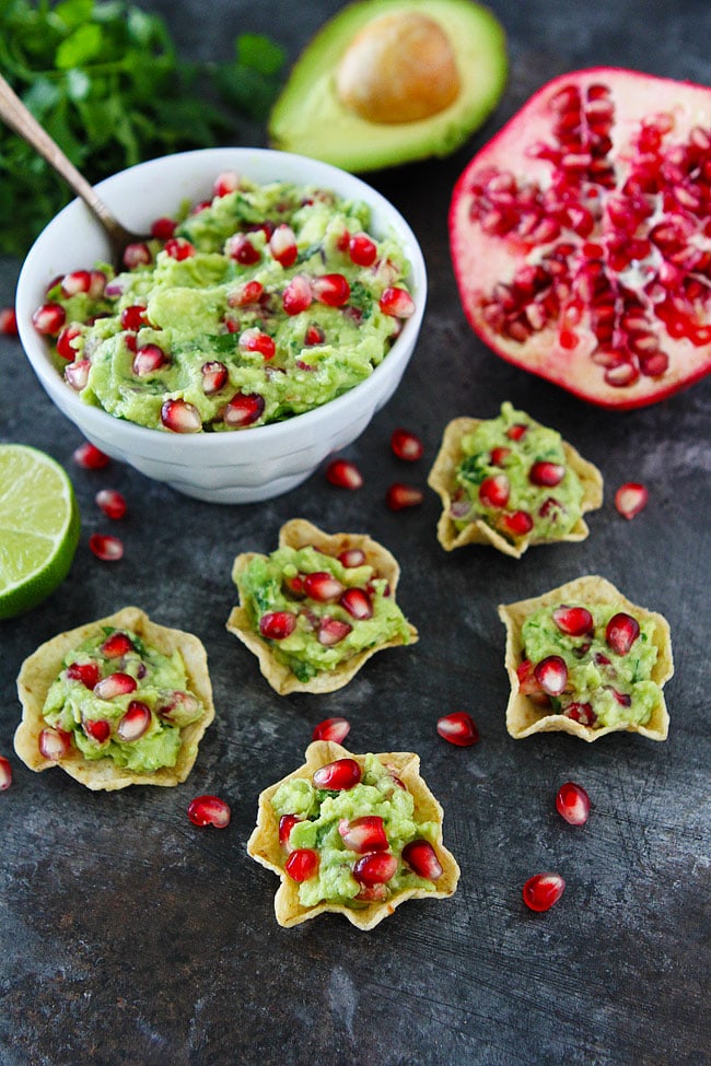 Pomegranate Guacamole is an easy and festive appetizer for Christmas.