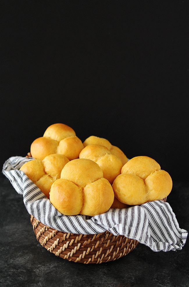 Sweet Potato Rolls-soft and fluffy sweet potato yeast rolls are the perfect side dish for Thanksgiving or any meal. They turn out perfect every time and are so good served warm with butter! #rolls #holidays #sweetpotato
