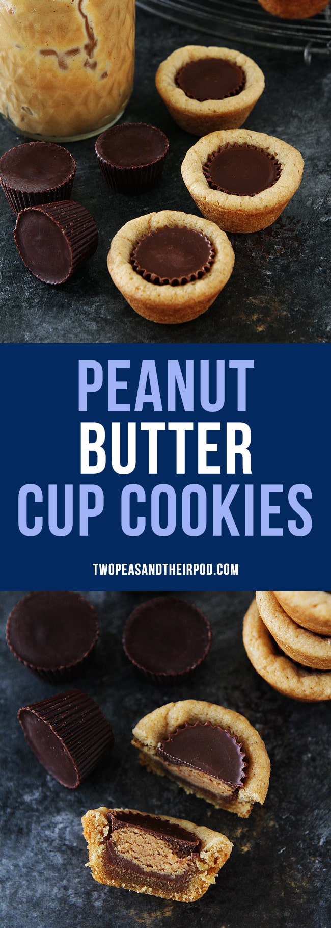 Peanut Butter Cup Cookies are a peanut butter lover's dream! You will love the peanut butter cup inside! A fun cookie to make and eat! #cookies #holidays #peanutbutter