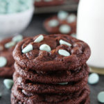Chocolate Mint Chip Cookies are rich, chocolate cookies with mint chocolate chips! Great cookie for Christmas or any day! #cookies #chocolate #mint #Christmascookies