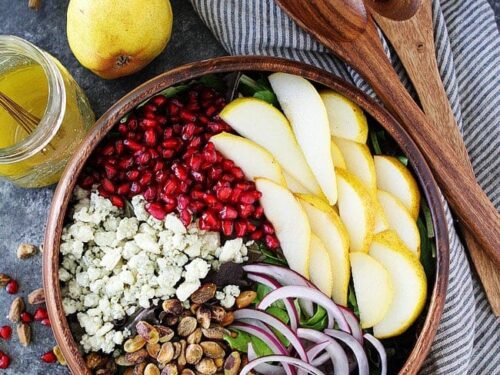 pomegranate and pear green salad with ginger dressing NA-04.05.24AM